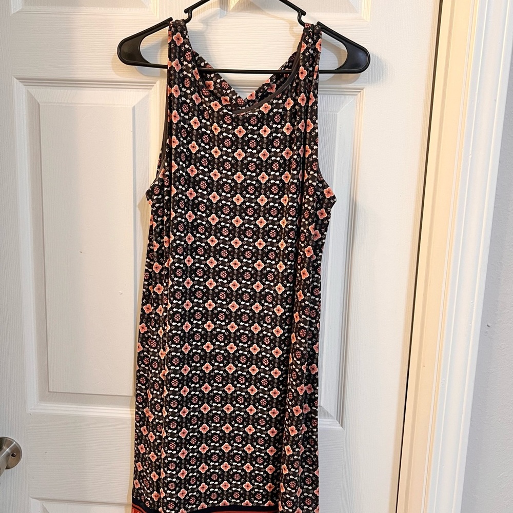 Magnolia Black and Pink Floral Midi Dress